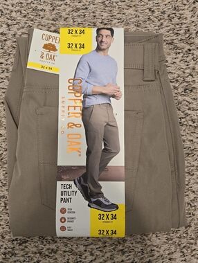 Copper and Oak Supply Co. Men’s Straight Fit Tech Utility Pants 32x34 Tan NWT